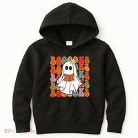 Funny Halloween Booooks Cute Book Lover Ghost Kids Hoodie thumb 0