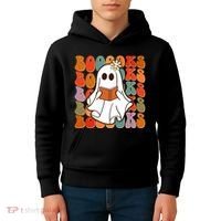 Funny Halloween Booooks Cute Book Lover Ghost Kids Hoodie thumb 4
