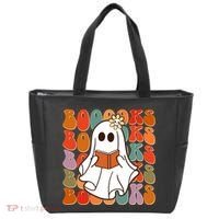 Funny Halloween Booooks Cute Book Lover Ghost Tote Bag thumb 0
