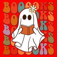 Funny Halloween Booooks Cute Book Lover Ghost Santa Hat thumb 1