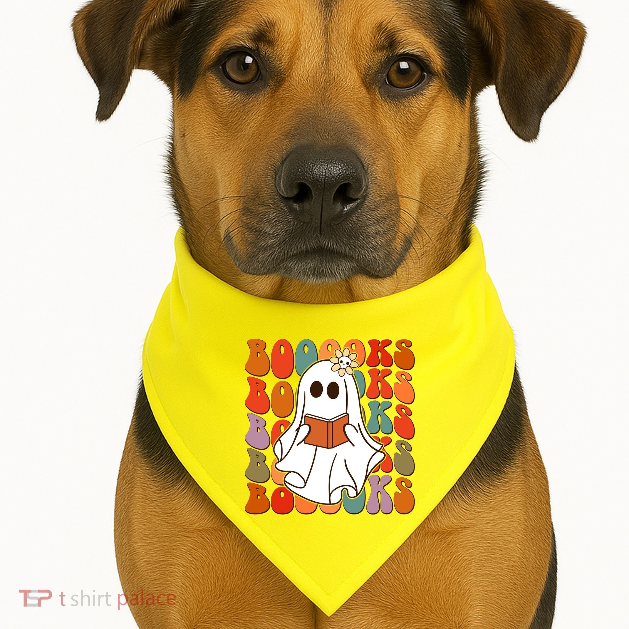 Funny Halloween Booooks Cute Book Lover Ghost USA-Made Doggie Bandana