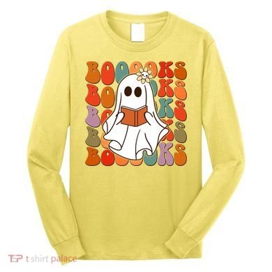 Funny Halloween Booooks Cute Book Lover Ghost Long Sleeve Shirt