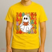 Funny Halloween Booooks Cute Book Lover Ghost T-Shirt thumb 3