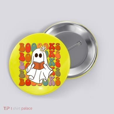 Funny Halloween Booooks Cute Book Lover Ghost Button