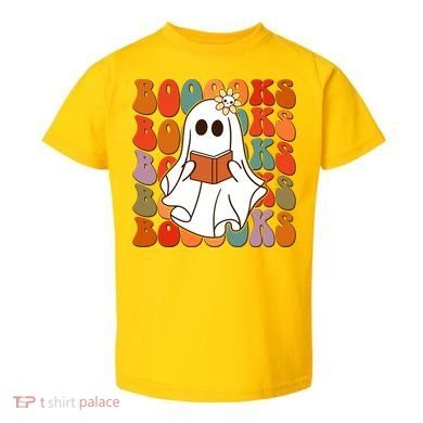 Funny Halloween Booooks Cute Book Lover Ghost Toddler T-Shirt