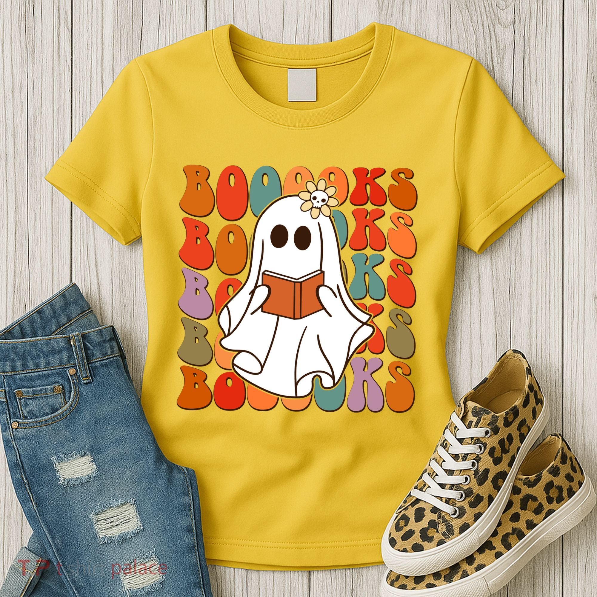 Funny Halloween Booooks Cute Book Lover Ghost Women's T-Shirt