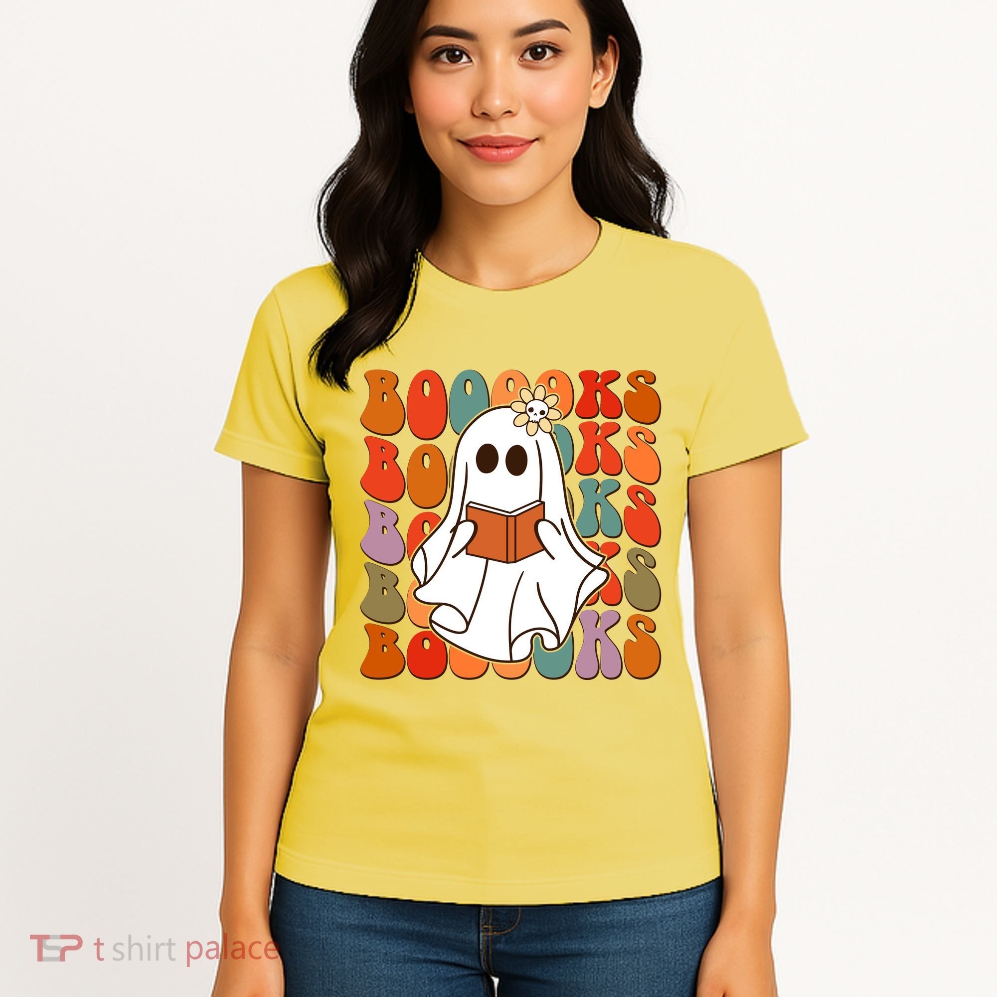 Funny Halloween Booooks Cute Book Lover Ghost Women's T-Shirt