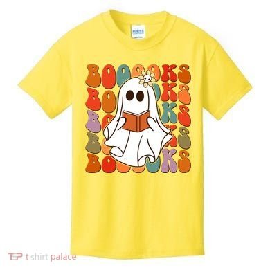 Funny Halloween Booooks Cute Book Lover Ghost Kids T-Shirt