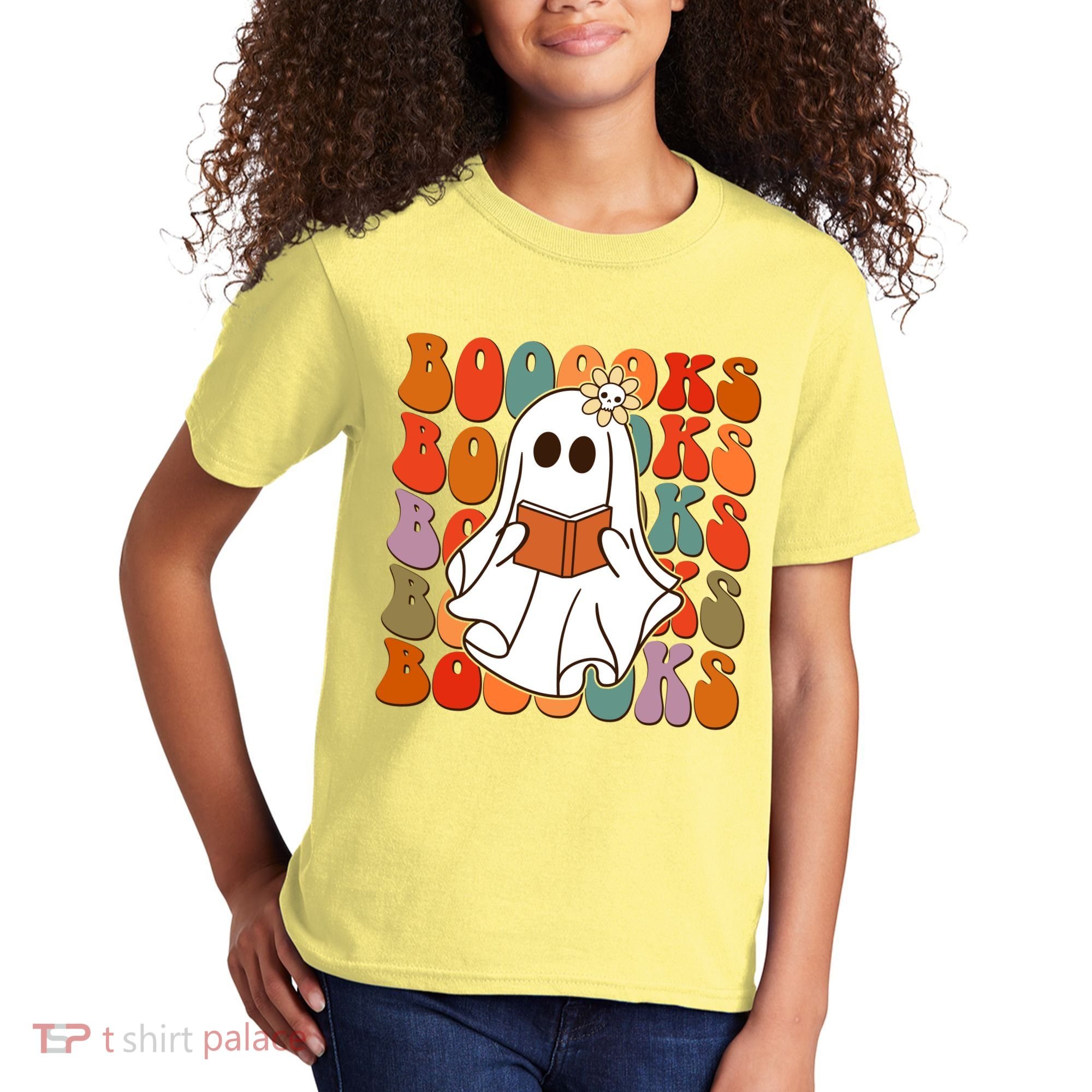 Funny Halloween Booooks Cute Book Lover Ghost Kids T-Shirt