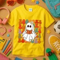 Funny Halloween Booooks Cute Book Lover Ghost Kids T-Shirt thumb 3