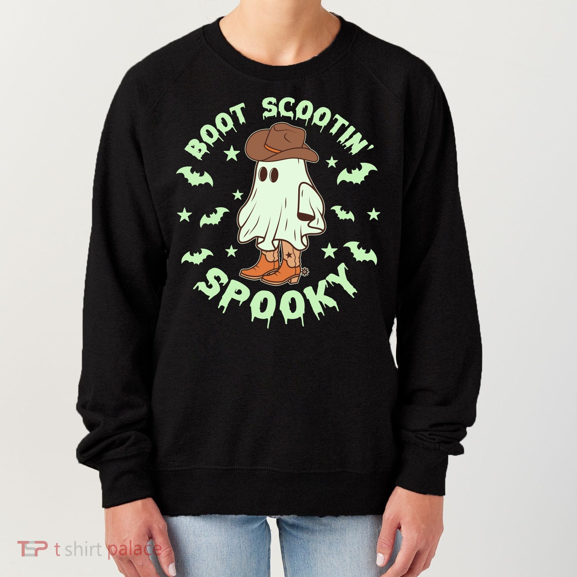 Funny Halloween Boot Scootin Spooky Cowboy Ghost Women's Sweatshirt
