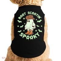 Funny Halloween Boot Scootin Spooky Cowboy Ghost Doggie Tank thumb 0