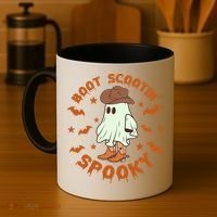 Funny Halloween Boot Scootin Spooky Cowboy Ghost Coffee Mug thumb 4