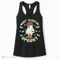 Funny Halloween Boot Scootin Spooky Cowboy Ghost Women's Tank Top thumb 0