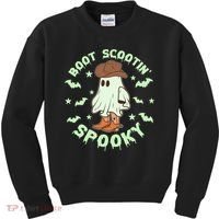 Funny Halloween Boot Scootin Spooky Cowboy Ghost Kids Sweatshirt thumb 0
