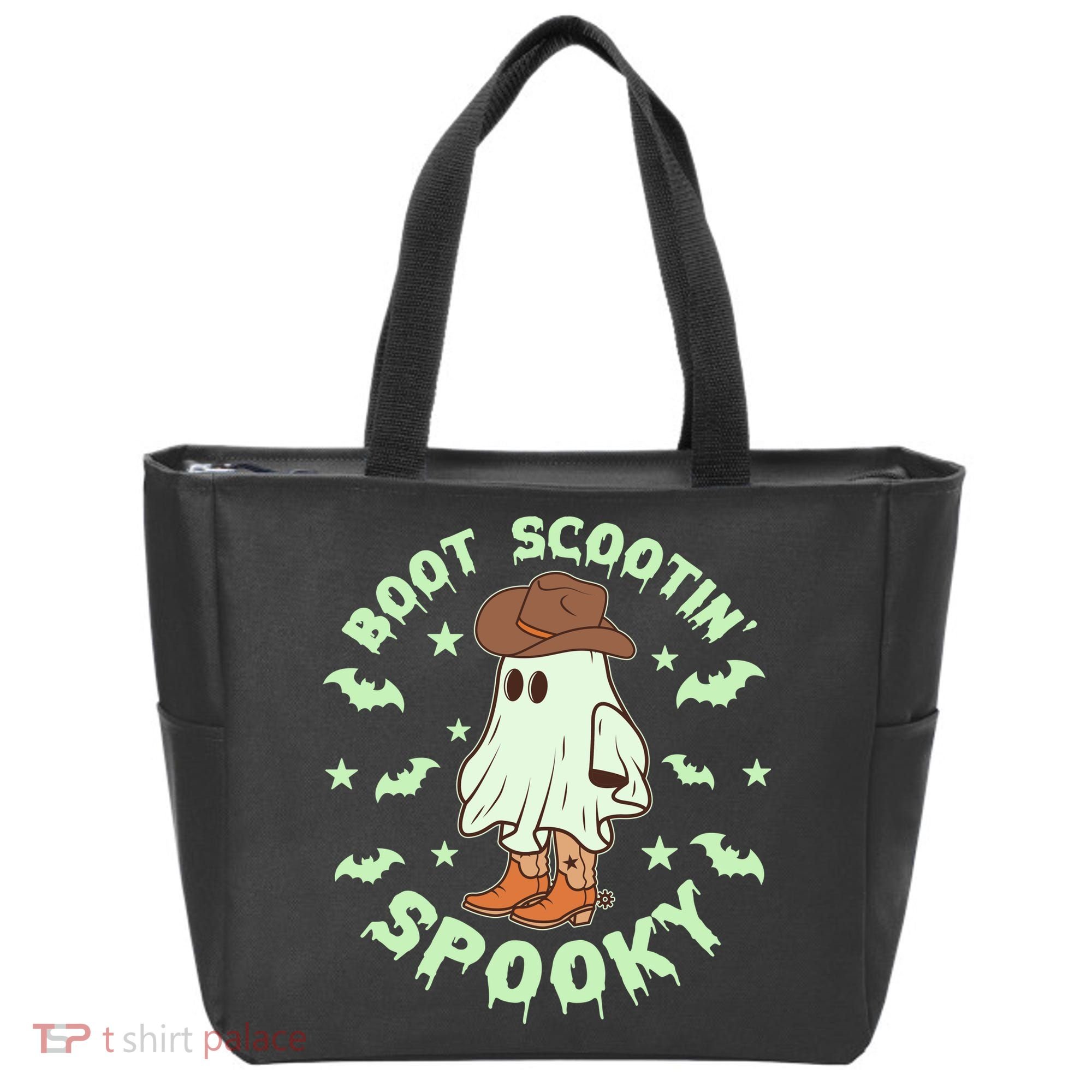 Funny Halloween Boot Scootin Spooky Cowboy Ghost Tote Bag