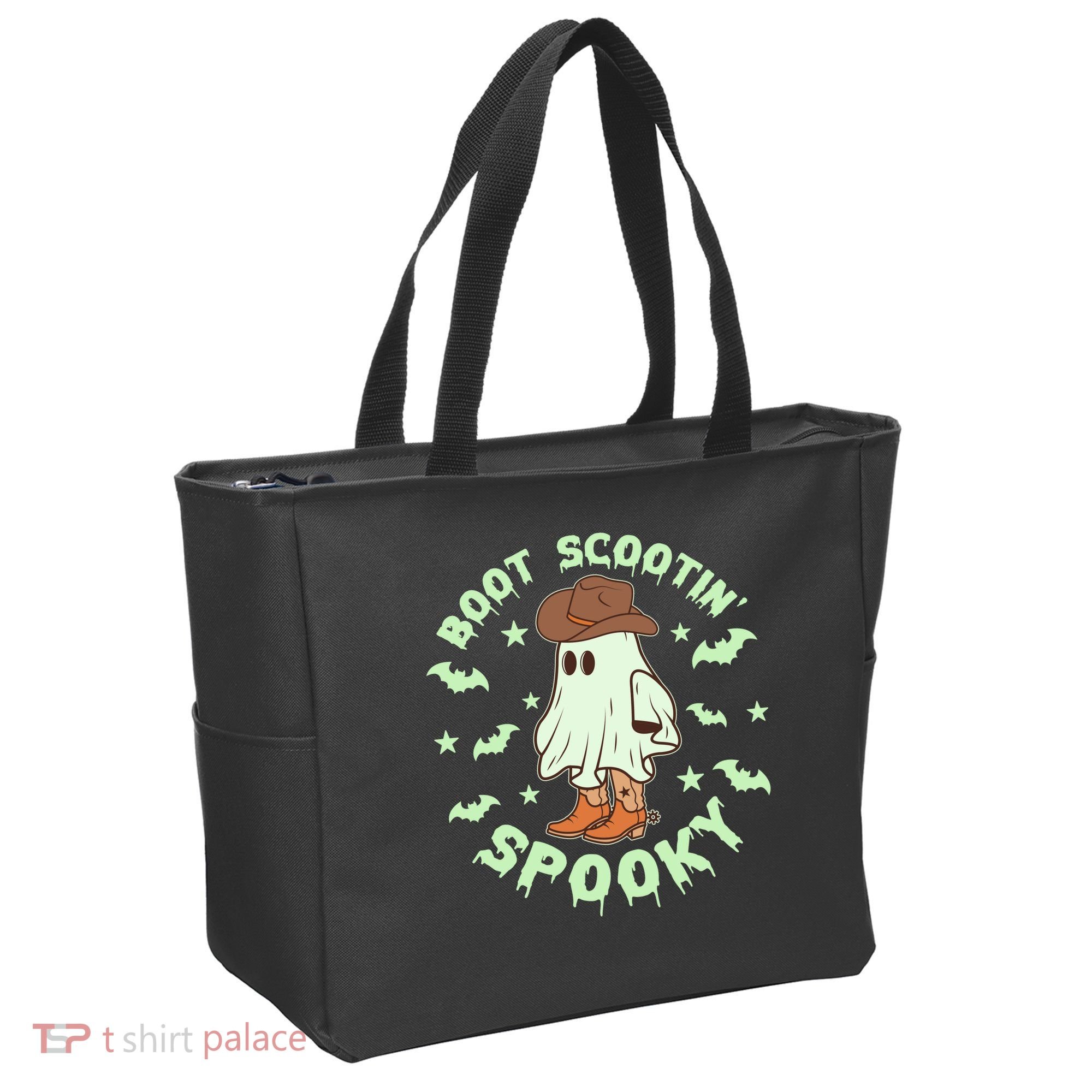 Funny Halloween Boot Scootin Spooky Cowboy Ghost Tote Bag