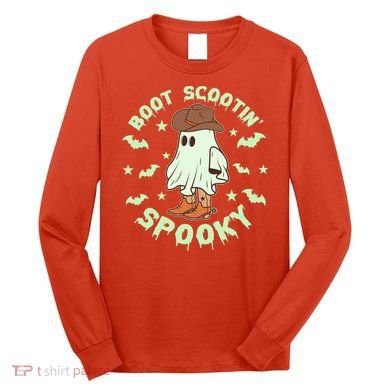 Funny Halloween Boot Scootin Spooky Cowboy Ghost Long Sleeve Shirt