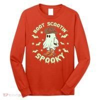 Funny Halloween Boot Scootin Spooky Cowboy Ghost Long Sleeve Shirt thumb 0