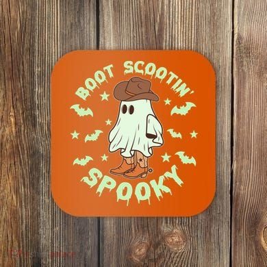 Funny Halloween Boot Scootin Spooky Cowboy Ghost Coaster