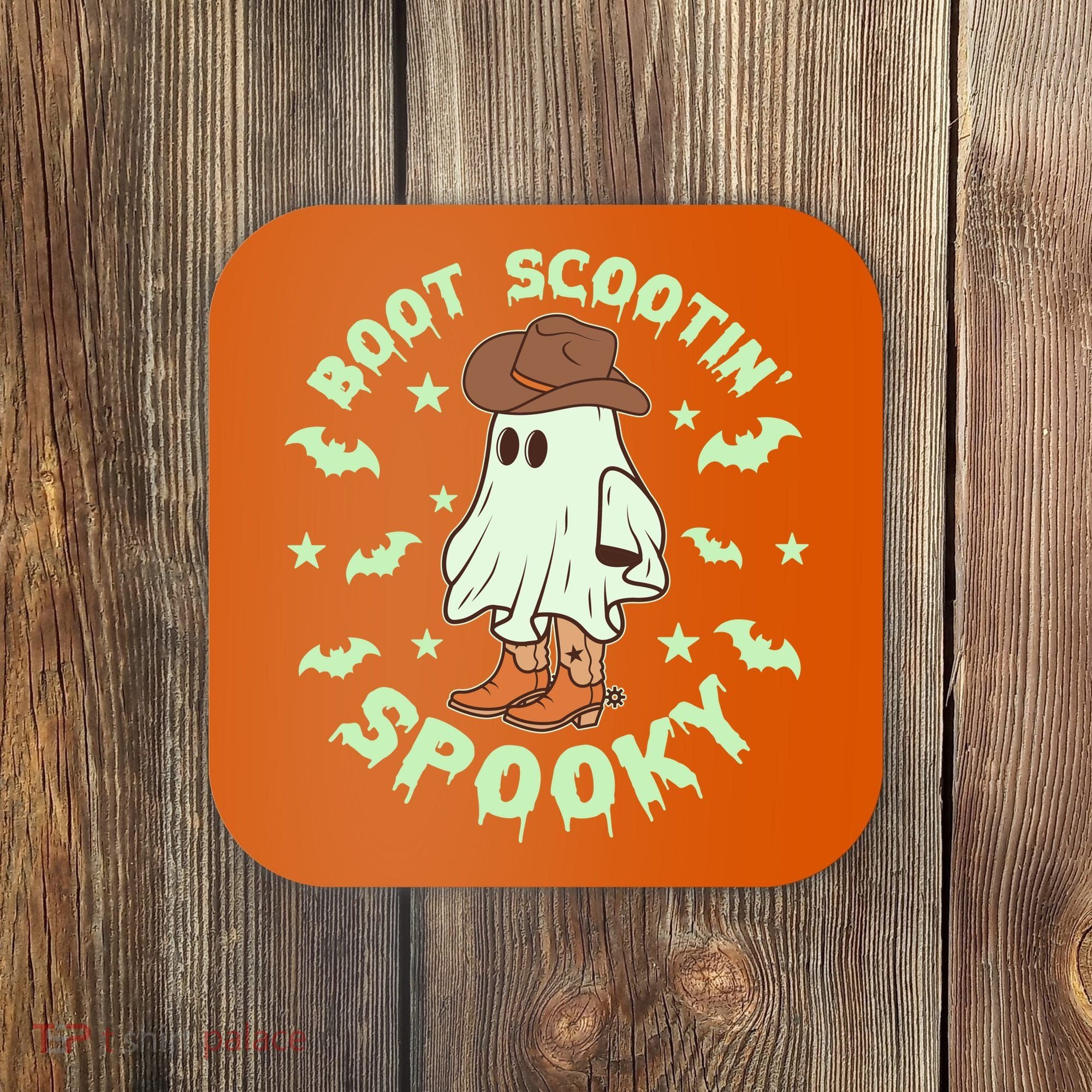 Funny Halloween Boot Scootin Spooky Cowboy Ghost Coaster