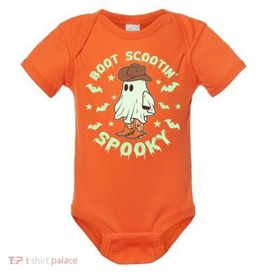 Funny Halloween Boot Scootin Spooky Cowboy Ghost Baby Bodysuit