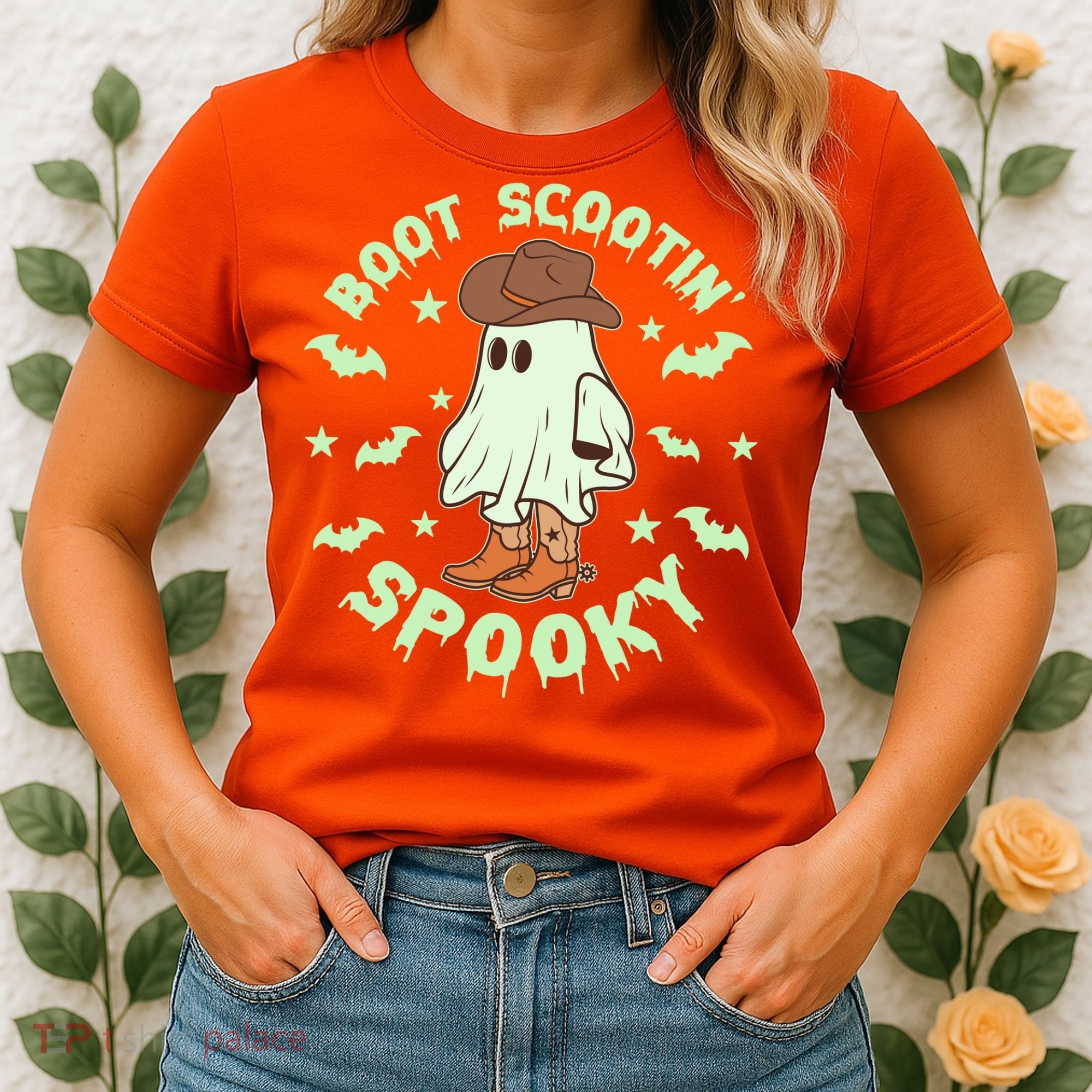 Funny Halloween Boot Scootin Spooky Cowboy Ghost Women's T-Shirt