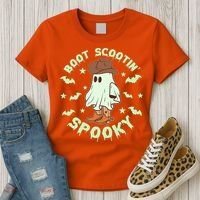 Funny Halloween Boot Scootin Spooky Cowboy Ghost Women's T-Shirt thumb 3