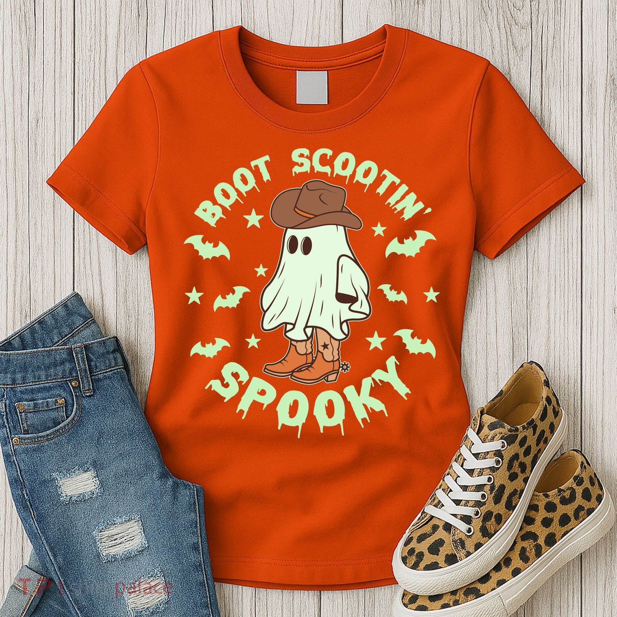 Funny Halloween Boot Scootin Spooky Cowboy Ghost Women's T-Shirt