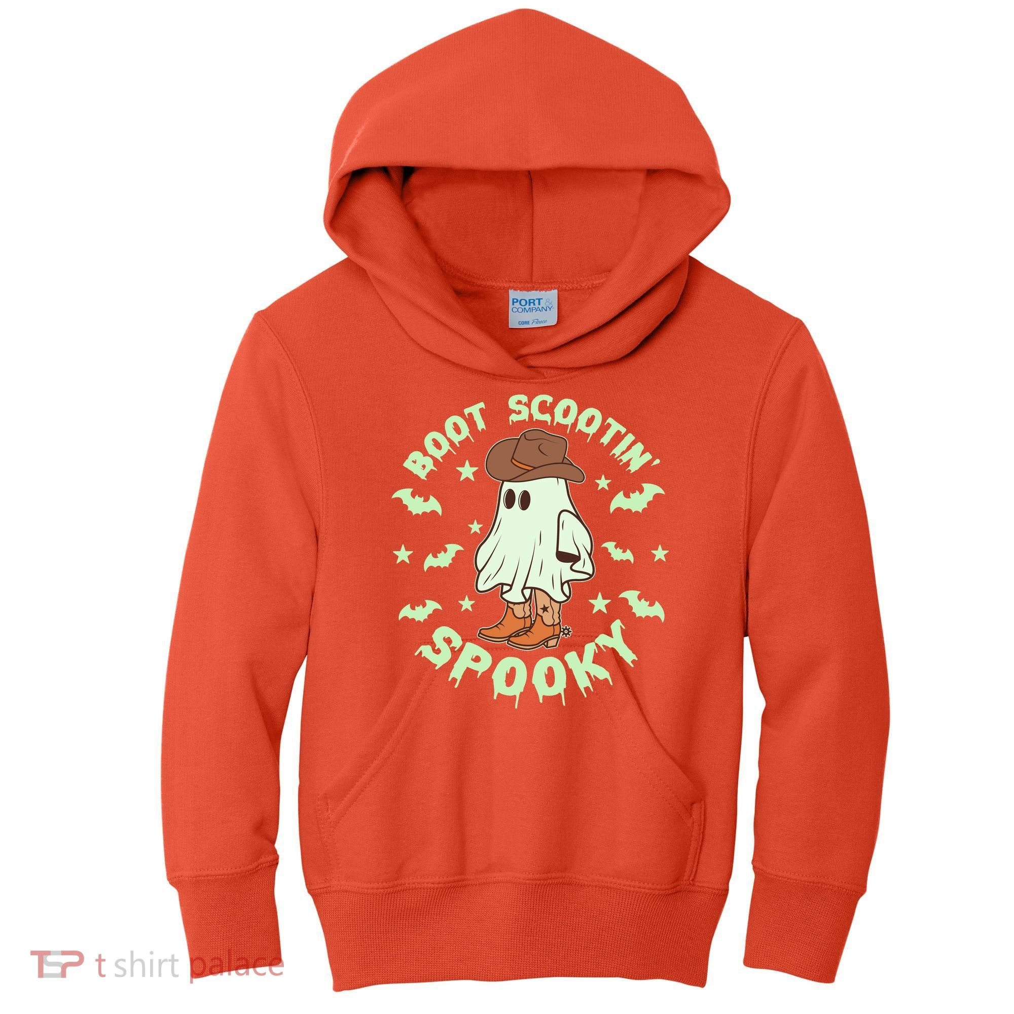 Funny Halloween Boot Scootin Spooky Cowboy Ghost Kids Hoodie