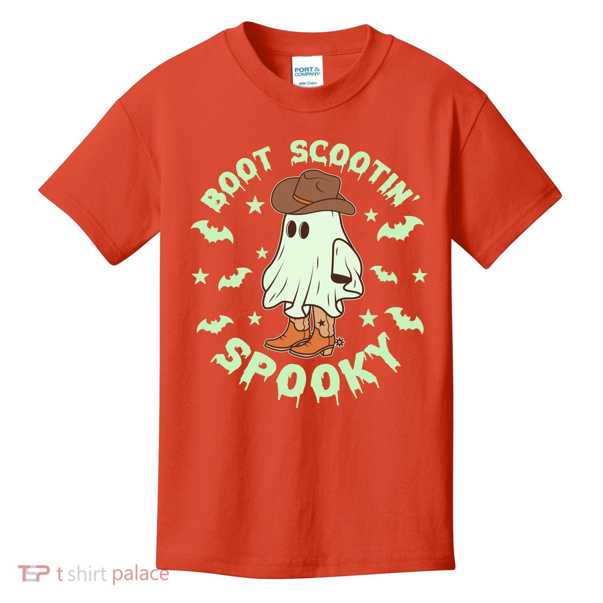 Funny Halloween Boot Scootin Spooky Cowboy Ghost Kids T-Shirt