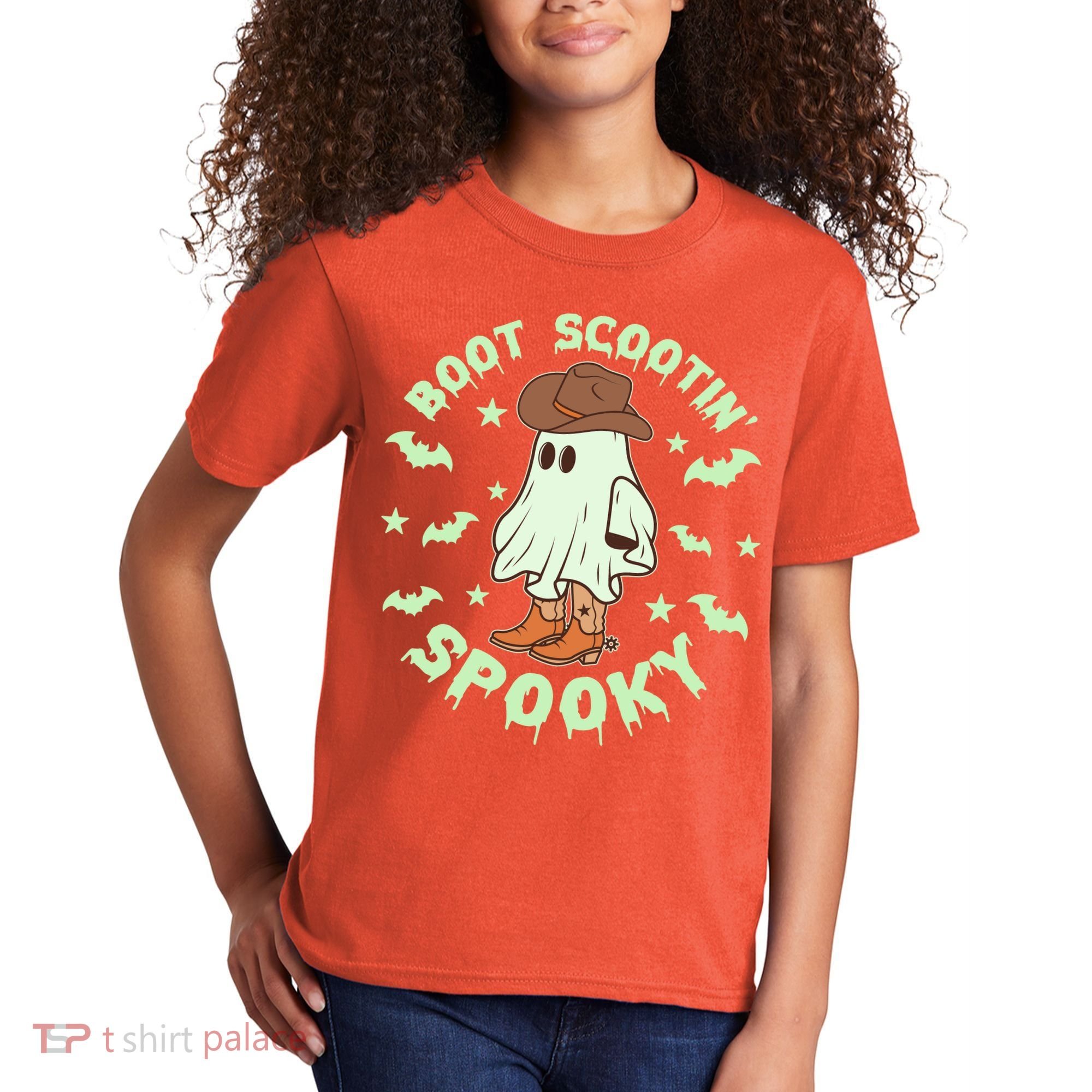 Funny Halloween Boot Scootin Spooky Cowboy Ghost Kids T-Shirt