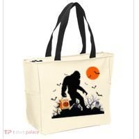 Funny Halloween Bigfoot Trick or Treating Bigfoot Tote Bag thumb 2