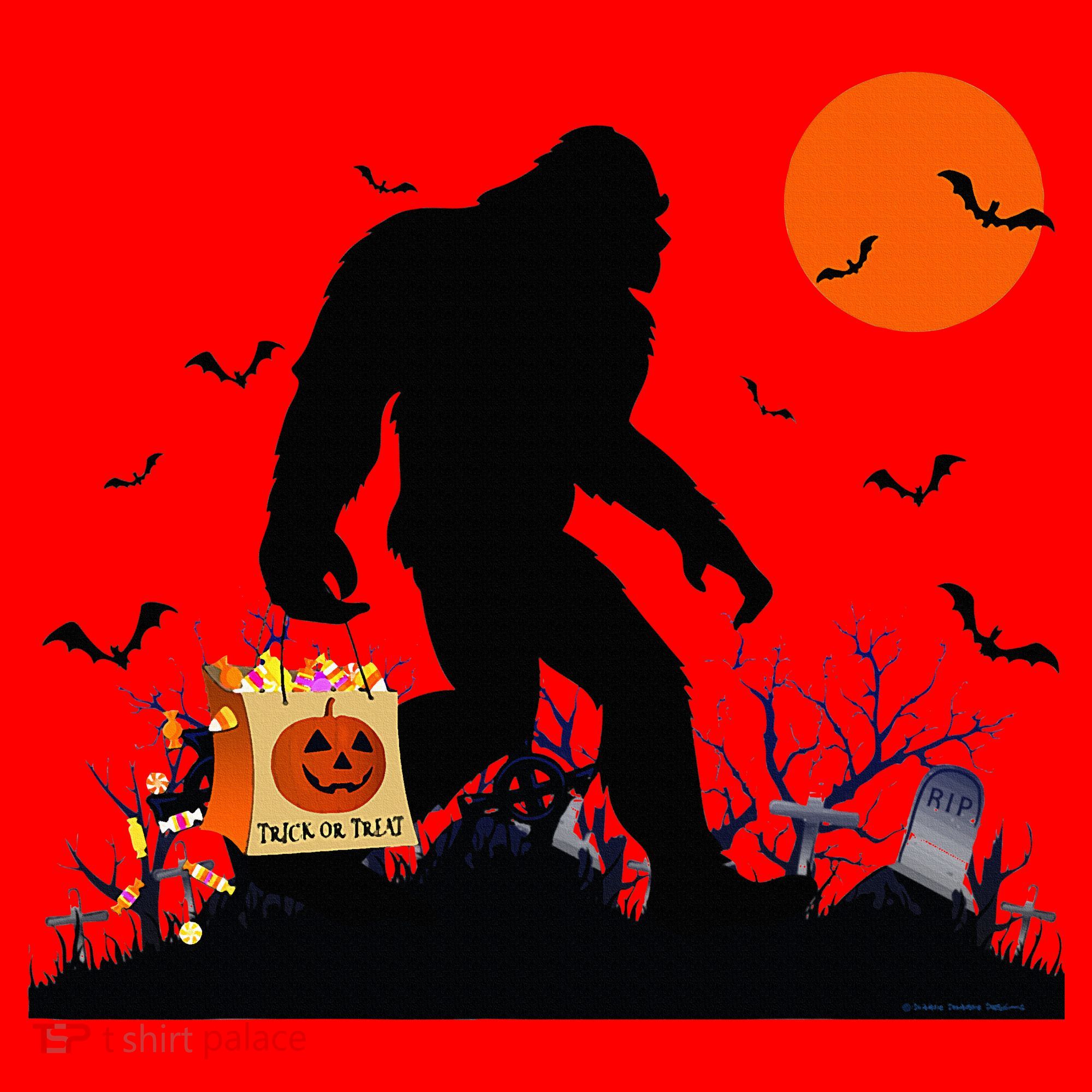 Funny Halloween Bigfoot Trick or Treating Bigfoot Santa Hat