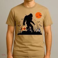 Funny Halloween Bigfoot Trick or Treating Bigfoot T-Shirt thumb 3