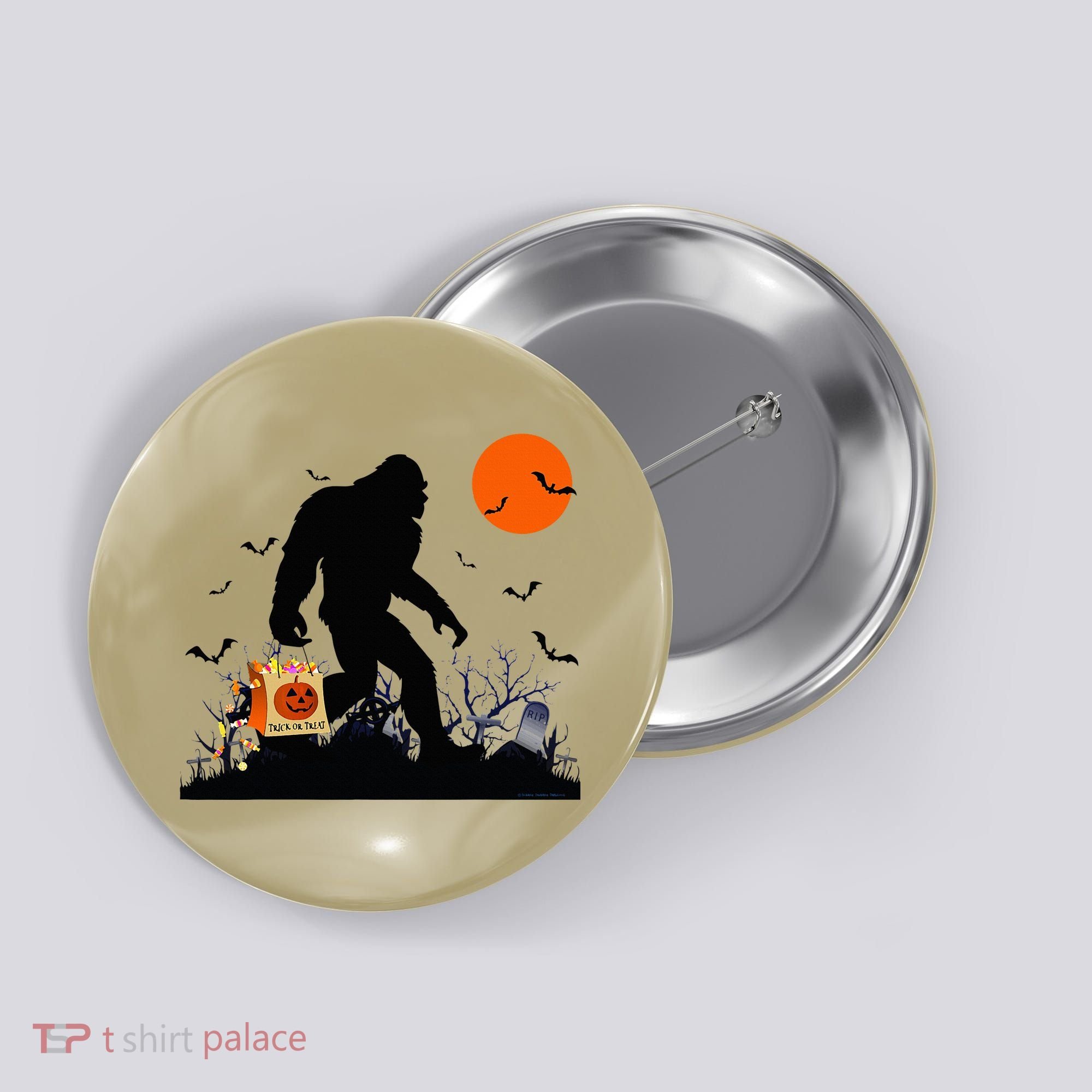 Funny Halloween Bigfoot Trick or Treating Bigfoot Button