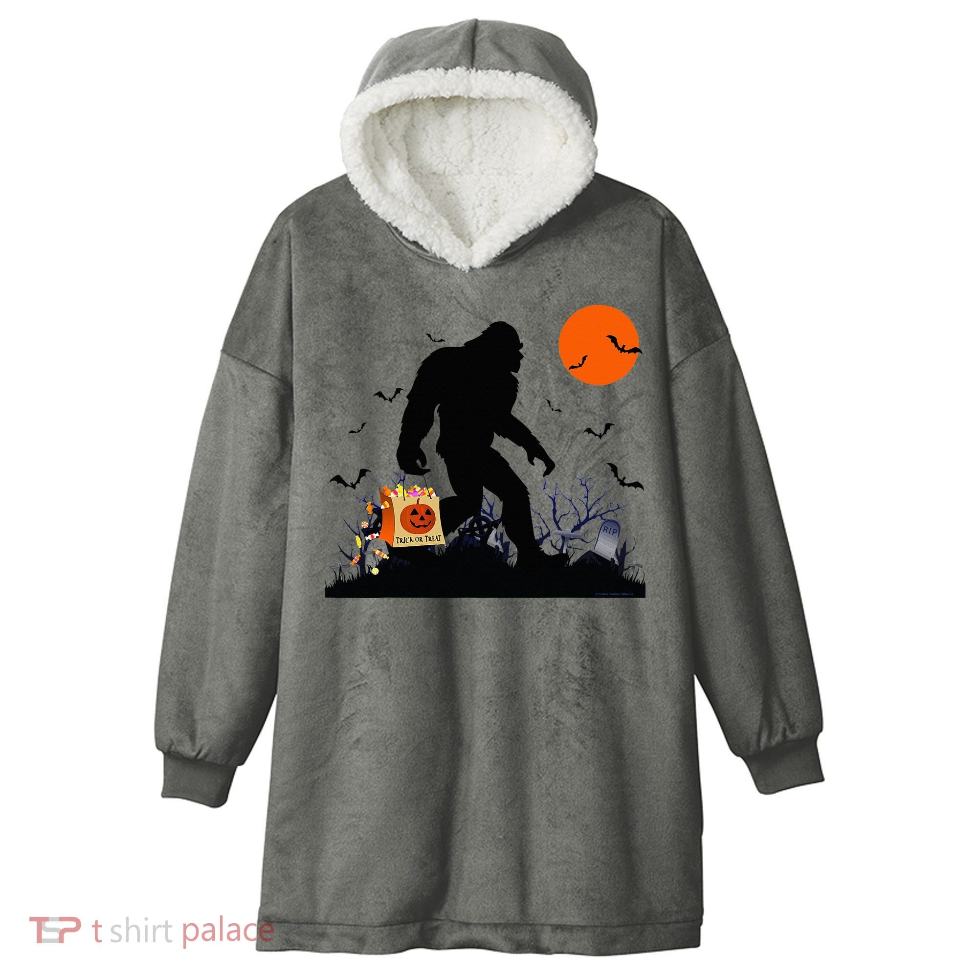 Funny Halloween Bigfoot Trick or Treating Bigfoot Hooded Wearable Blanket