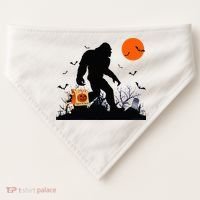 Funny Halloween Bigfoot Trick or Treating Bigfoot USA-Made Doggie Bandana thumb 0