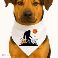 Funny Halloween Bigfoot Trick or Treating Bigfoot USA-Made Doggie Bandana thumb 1