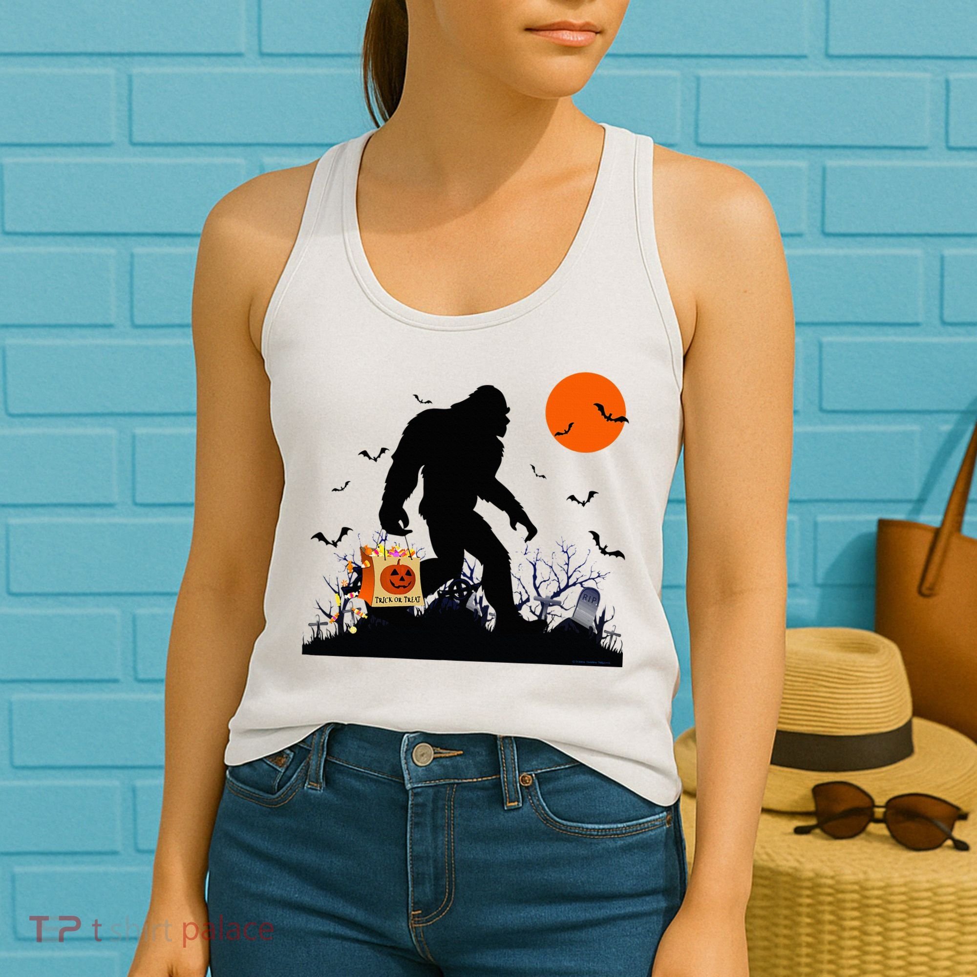 Funny Halloween Bigfoot Trick or Treating Bigfoot Women's Tank Top