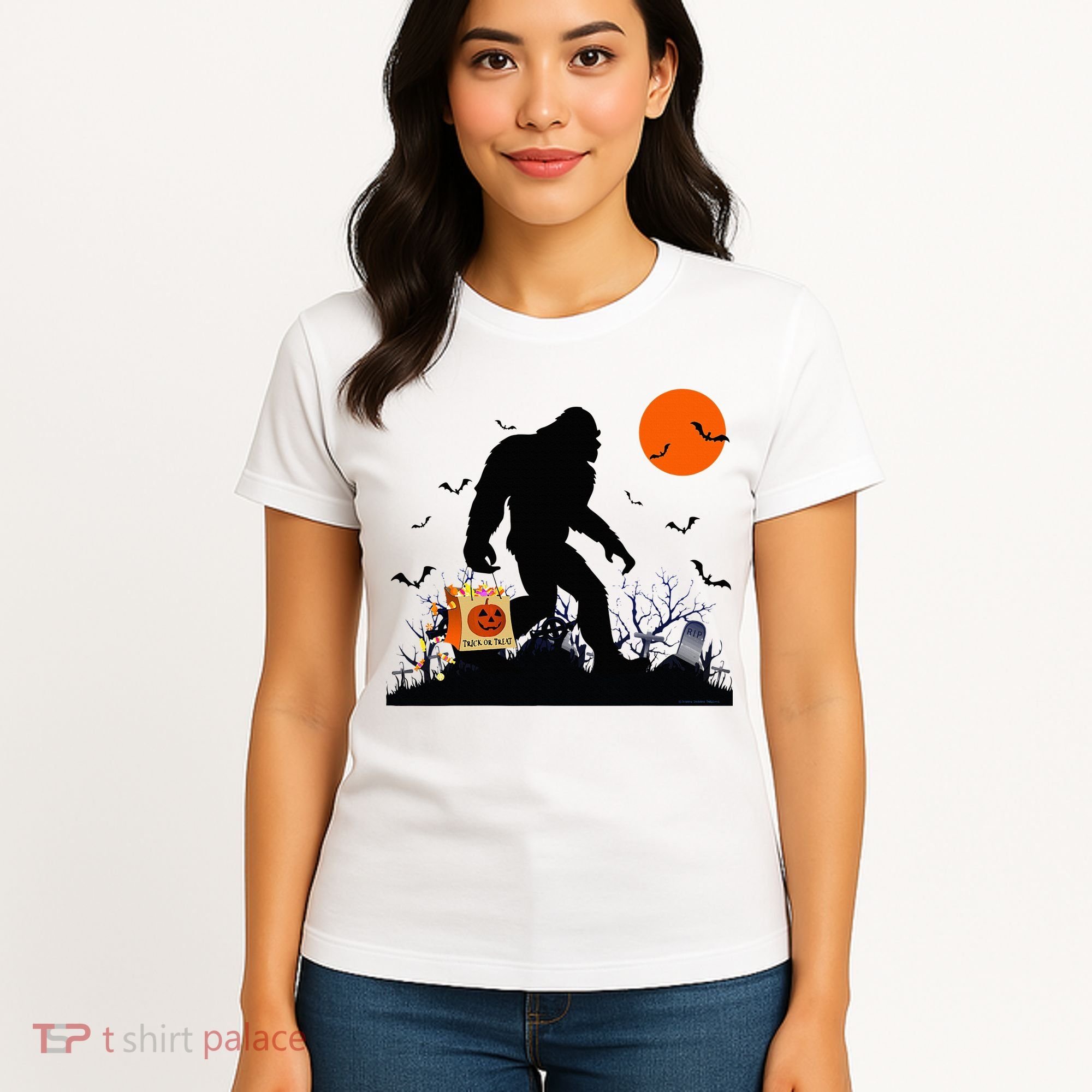 Funny Halloween Bigfoot Trick or Treating Bigfoot Women's T-Shirt