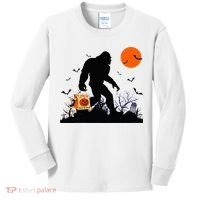 Funny Halloween Bigfoot Trick or Treating Bigfoot Kids Long Sleeve Shirt thumb 0