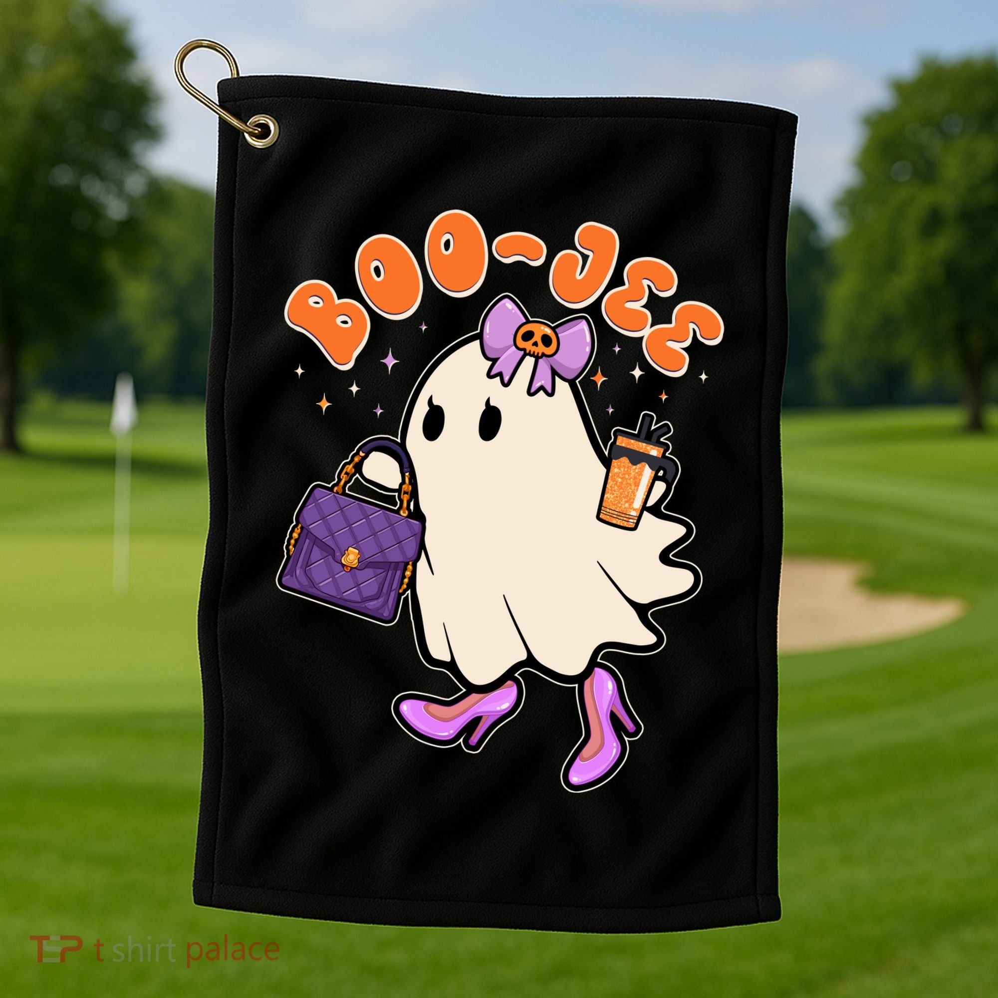 Funny Halloween BooJee Bougie Ghost Girl Golf Towel