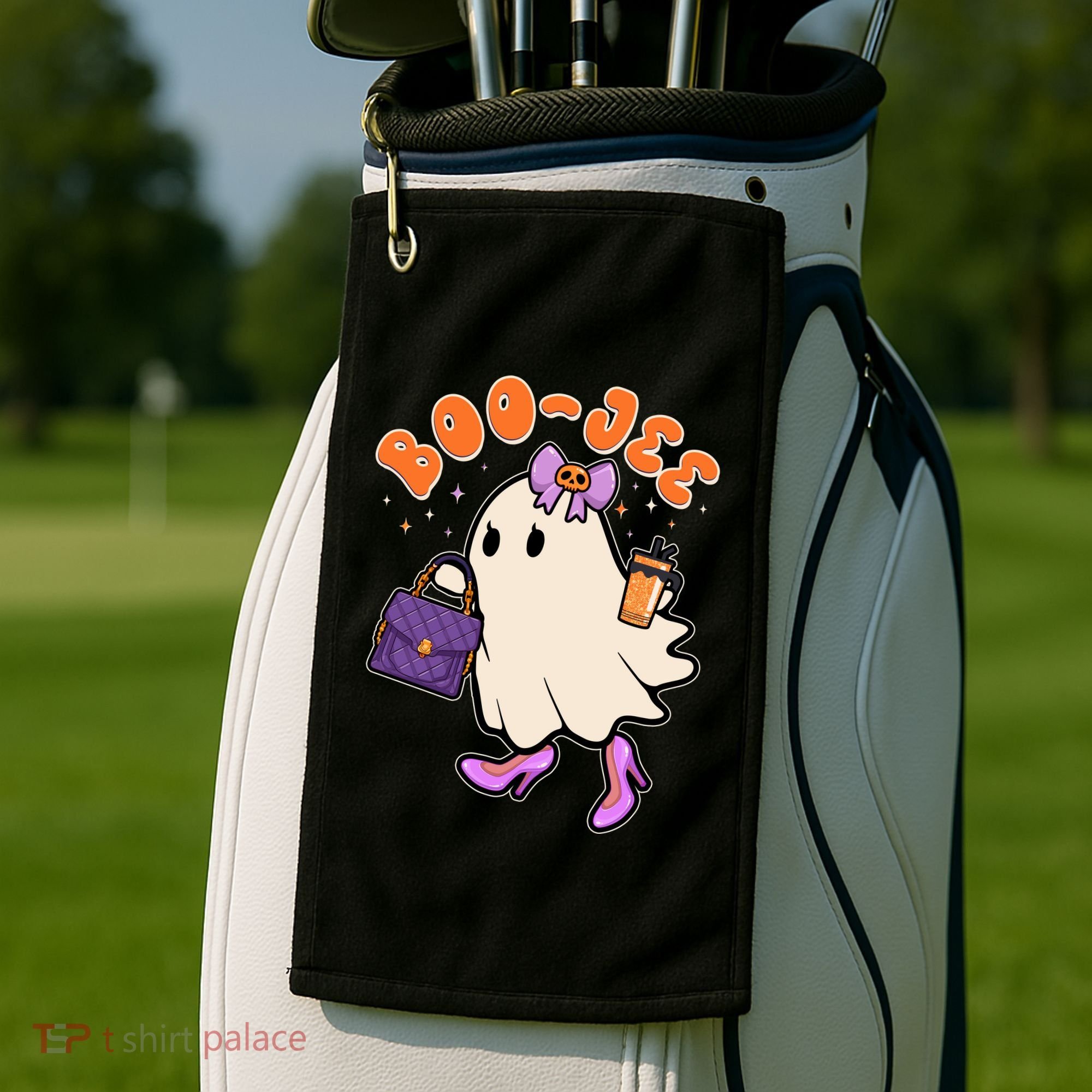 Funny Halloween BooJee Bougie Ghost Girl Golf Towel
