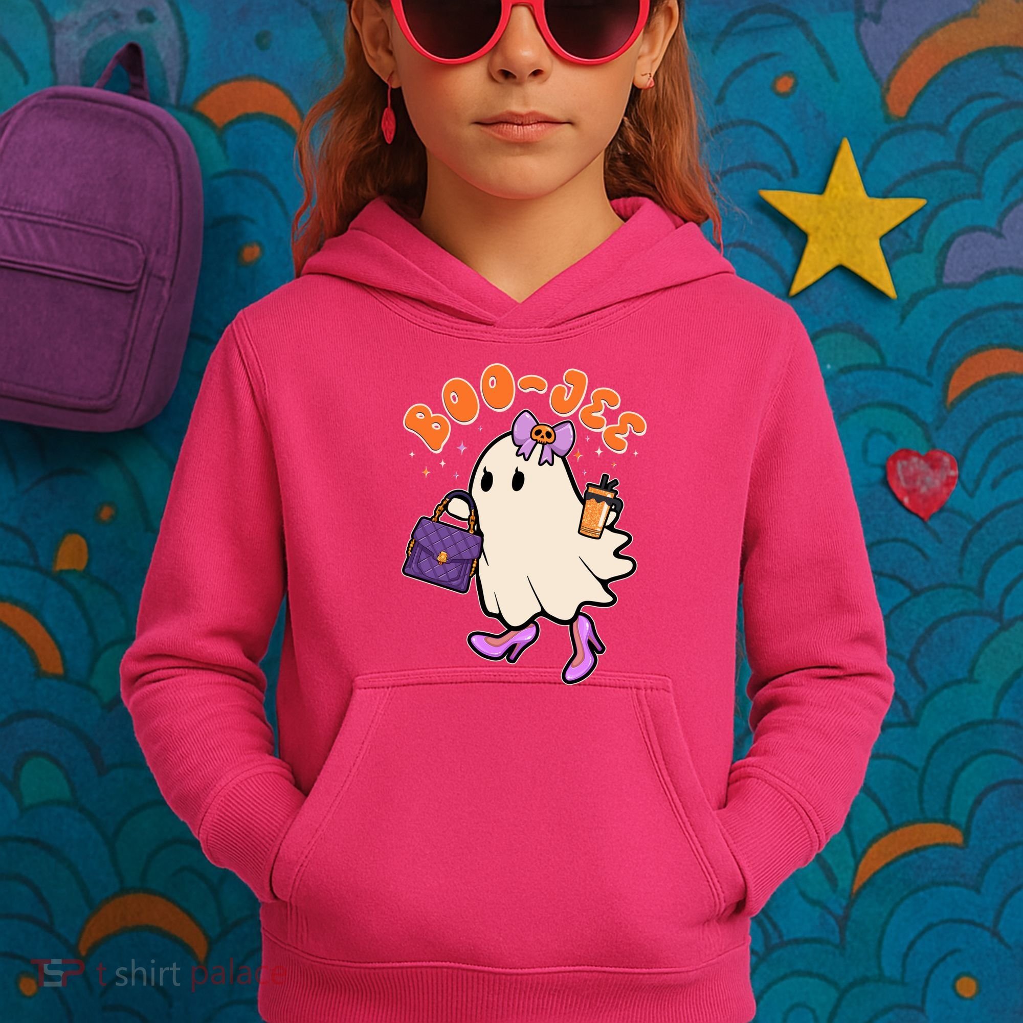 Funny Halloween BooJee Bougie Ghost Girl Kids Hoodie