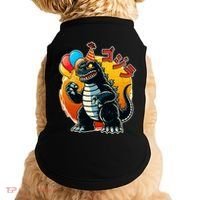 Funny Happy Birthday Japanese Kaiju Monster Doggie Tank thumb 0