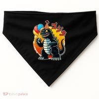 Funny Happy Birthday Japanese Kaiju Monster USA-Made Doggie Bandana thumb 0