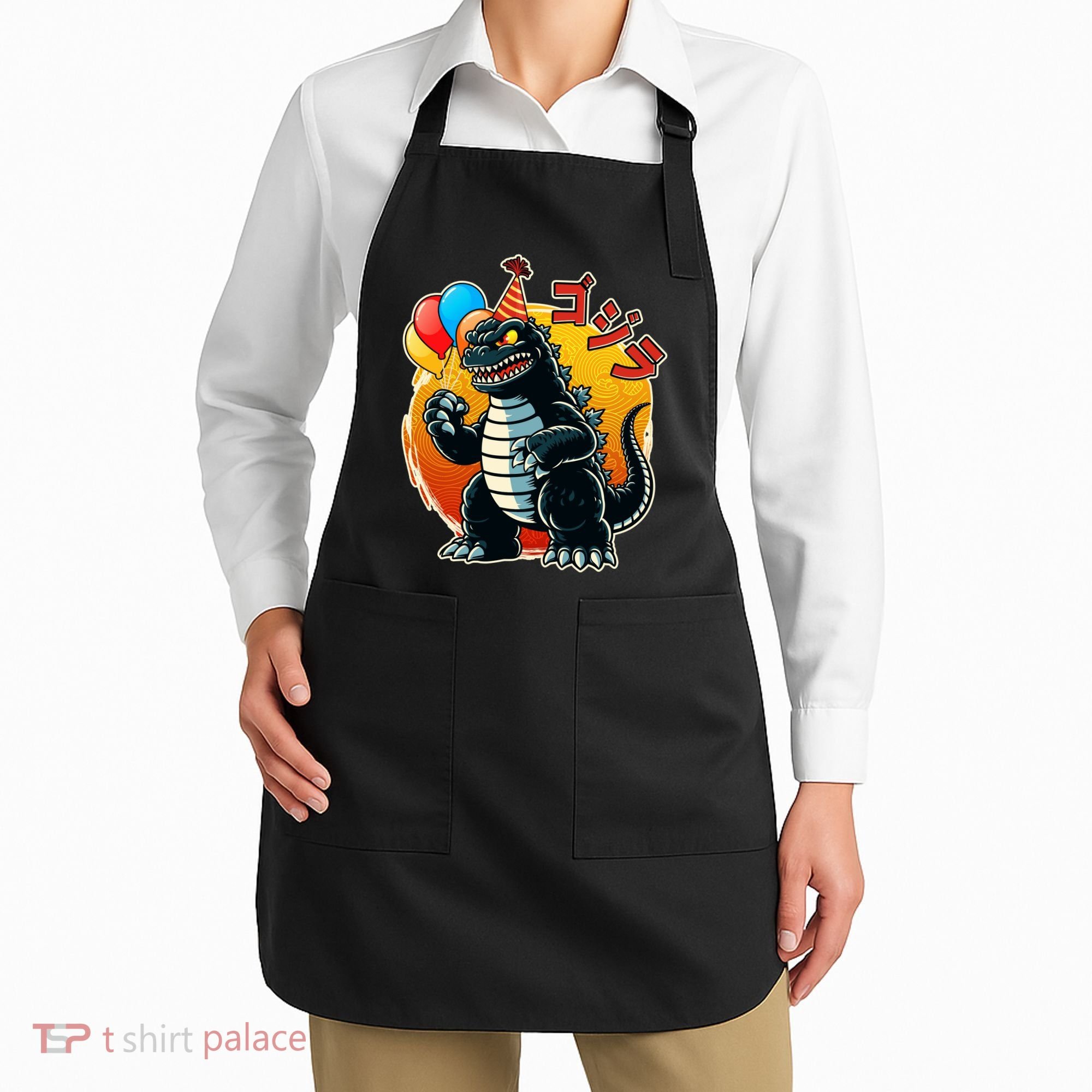 Funny Happy Birthday Japanese Kaiju Monster Apron