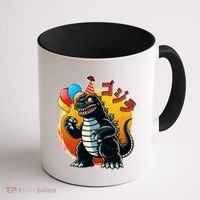 Funny Happy Birthday Japanese Kaiju Monster Coffee Mug thumb 1