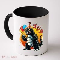 Funny Happy Birthday Japanese Kaiju Monster Coffee Mug thumb 0